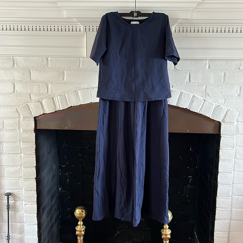 Ripley Raider Navy Ponte Knit Wide Leg Pant & Short Sleeve Top Extended sz 4